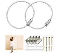 Kit antivuelco para muebles, juego de protección contra inclinación de muebles | 2 correas de muebles de metal de alta capacidad de resistencia - Anclaje de seguridad de pared de cómoda, correa