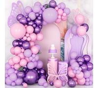 Kit Arco de Globos Rosa y Morado, 133pz Rosa Decoración Cumpleaños Arco Para Niñas y Metálicos Morados Globos para Mujeres Fiestas ye Cumpleaños Aniversario Bodas Decoración
