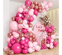 Kit Arco de Globos Rosas-109 Piezas Guirnalda Globos de Cumpleaños con Oro Rosa,Blanco y Rosas,Guirnalda de Globos Helio para Decoracion Cumpleaños,Baby Shower Decoración,Boda, Decoracion Fiesta