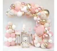 Kit Arco de Globos Rosas, 110 Pcs Globos de Cumpleaños, Guirnalda Globos Oro Rosa Pastel Albaricoque Dorado Blanco, Globos Beige Rosa para Cumpleaños Boda Compromiso Bebé Decoraciones de Fiesta