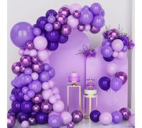 Kit Arco Globo Morado, 128 Piezas Juego Guirnalda Arco Globo Morado Pastel Oscuro Con Globos Morados Metálicos, Globos Morados Para Niñas Cumpleaños Baby Shower Boda Fiesta Aniversario Decoraciones