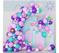 Kit Arco Globo Rosa Morado, 132 Piezas Globo Rosa Morado Blanco Verde Azulado Con Globo Estrella, Kit Guirnalda Globos Confeti Para Fiesta Cumpleaños Unicornio Baby Shower Niña Decoraciones Género