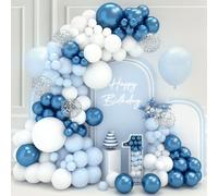 Kit Arco Globos Azules Blancos,Globos Azules Globos De Cumpleaños Con Globos Azules Metálicos,Globos Blancos,Globos Azul Claro,Globos De 18, 12, 10, 5 Pulgadas Para Decoracion Cumpleaños Baby Shower