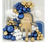 Kit Arco Globos Azules y Dorados,102Pcs Azules Globos De Cumpleaños Con Globos Oro Metálico Globos Blancos Globos Azul Marino,18 12 10 5 Pulgadas Globos Para Decoración Cumpleaños Baby Shower Bautizo