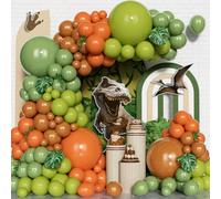 Kit Arco Globos Dinosaurio, 167Pcs Kit Guirnalda Globos Verde Naranja Marrón, Globos Verde Salvia Verde Oliva Para Niños, Tema Dinosaurio Safari Selva Juego Salvaje Suministros Decoración Para Fiestas