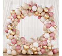 Kit Arco Globos Oro Rosa, 135pcs Guirnalda Globo Blanco Oro Rosa con Globo Confeti, Decoración de Cumpleaños Oro Rosa para Baby Shower, Fiesta de Feliz Cumpleaños Niña Mujer, Compromiso, Boda