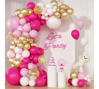 Kit Arco Globos Rosa, 127 Piezas Kit Guirnalda de Globos Rosa Caliente Blanco Dorado, Globos de Fiesta para Cumpleaños Boda Baby Shower San Valentin Princesa Decoracion de Fiesta