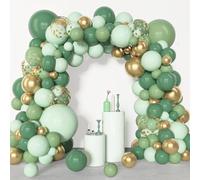 Kit Arco Globos Verde Dorados, 110pcs Guirnalda Globos Verde y Dorados con Clobos Verdes Dorados y Globos Confeti Dorados para Cumpleaños, Baby Shower, Boda, Jungla Safari Fiesta, Revelacion de Genero