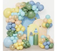 Kit Arco Para Globos Azul y Amarillo-108 Piezas Guirnalda Cumpleaños Con Globos Azules Verdes Amarillo Naranja Claro Crema Oro Confeti Para Decoracion Cumpleaños Baby Shower Niño Boda Bautizo