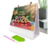 Kit Art Diamond Calendario 2026, Calendario Mensual de Pintura de Diamantes | Suministros de Oficina para Escuela Apartamento Viaje Aula | Idea de regalo para fiesta