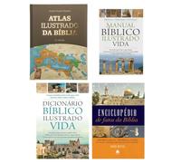 Kit Atlas Ilustrado da Bíblia + Manual Bíblico + Dicionário + Enciclopédia