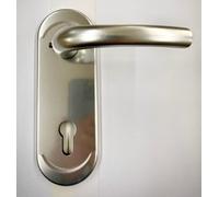 Kit Atra-DIERRE placa + tirador universal DX-SX de aluminio anodizado plata F1 individual para puerta blindada Q8 orificio cilindro europeo 1 mm. 182 x 62 mm. Inter. Medida 85 mm