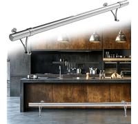 Kit Barra ReposapiéS Reposapiés de Acero Inoxidable con Soportes, Color Dorado, Ideal para Islas de Cocina, Restaurantes o El Hogar, Tubo Industrial para Barra, de Pie.(Silver,355cm/11.6ft)