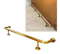 Kit Barra ReposapiéS Reposapiés de Barandilla de Tubo Redondo Negro, Reposapiés de Isla para Exteriores Bajo Encimera, Barra de Acero Inoxidable con Soporte, Herrajes y Tornillos.(Gold,24ft/732cm)