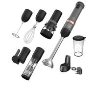 Kit Batidora de mano 7,2V color gris con 6 accesorios (batidora, varillas, saca corchos, abre latas, pimentero, espumadera)