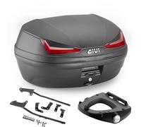 Kit Bauletto E455N GIVI + Soportes Yamaha FZ6 S2 600 2010 2011 Negro 45LT