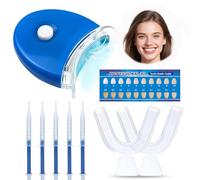 Kit Blanqueador Dental con Kit de Cuidado Bucal Completo, 5 Incluye Gel Blanqueador de para Eliminar Manchas de Café, Té y Tabaco, Solución Efectiva para Dientes Más Blancos en Casa(Azul)