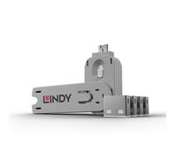 Kit Bloqueador de Puerto USB-A Lindy 40454 4 Unidades y 1 Llave Blanco ABS