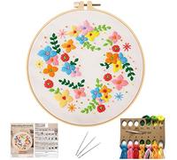 Kit Bordado para Adultos y Principiantes. Kit Manualidades con Tela Bordar, Bastidor para Bordar, Hilos de Colores, Agujas Punto de Cruz y Instrucciones, Cross Stitch Kit para Aficionados a Artes.