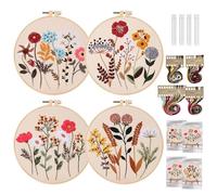 Kit Bordado Principiantes: 4 Piezas Bordar Kit Principiantes, Kit Punto de Cruz, Embroidery Kit Completo, Kit de Bordado para Principiantes, Manualidades Adultos