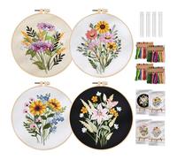 Kit Bordado Principiantes: 4 Piezas Bordar Kit Principiantes, Kit Punto de Cruz, Embroidery Kit Completo, Kit de Bordado para Principiantes, Manualidades Adultos