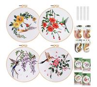 Kit Bordado Principiantes: 4 Piezas Bordar Kit Principiantes, Kit Punto de Cruz, Embroidery Kit Completo, Kit de Bordado para Principiantes, Manualidades Adultos