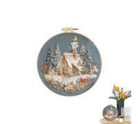 Kit Bordado Principiantes | Juego De Artesanía De Costura Para Patrones Navideños - Herramientas De Costura A Mano DIY -da -te Para Los Días De Invierno Rainy Road Trip Home Art Activity Gift Para