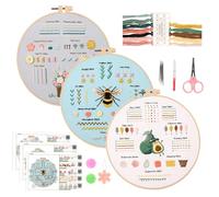 Kit Bordado Principiantes, Kit Punto De Cruz, Para Aprender 28 Puntadas Diferentes, Kit Bordado - Incluye Percal, Hilo, Aguja, Aro Y Vídeo Tutorial, Adecuado Para Principiantes Y Entusiastas