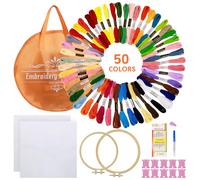 Kit Bordado Principiantes, Kits Para Bordar Inicio, Embroidery Kit, Hilos De 50 Colores, 2 Tela Para Bordar, 2 Bastidor Para Bordar, Punto De Cruz Completo Para Adultos, Bricolaje Manualidades
