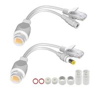 Kit Cable adaptador PoE pasivo alimentación Ethernet RJ45 PoE Divisor de Alimentación DC Macho Hembra para Cámaras IP Puntos de Acceso Teléfonos VoIP Red 10 100 Mbps Color Blanco 1 Par
