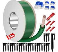 Kit Cable Delimitador/Border Line 50m para Robot Cortacésped, 25 Piquetas de Fijación, 5 Conectores y 5 Terminales, Cable Guía Perimetral Impermeable, Compatible con Worx, Gardena, Husqvarna, Bosch