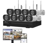 NIVIAN Kit Cámaras WiFi SuperHD con Grabador - Seguridad Inteligente para Hogar o Negocio, Visión Nocturna, Detección Humana IA, Audio Bidireccional, Fácil Instalación (16 CH - 8 Cámaras, Kit CCTV)