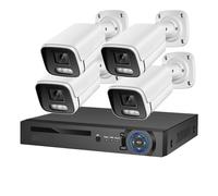 Kit Camaras de Vigilancia, de cámaras de Seguridad 4K, micrófono de 8MP, CCTV, NVR PoE, IA, cámara de videovigilancia Nocturna en Color for el hogar, Conjunto for Exteriores(2T,4CH NVR and 4 Camera)