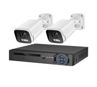 Kit Camaras de Vigilancia, de cámaras de Seguridad 4K, micrófono de 8MP, CCTV, NVR PoE, IA, cámara de videovigilancia Nocturna en Color for el hogar, Conjunto for Exteriores(4T,4CH NVR and 2 Camera)