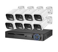 Kit Camaras de Vigilancia, de cámaras de Seguridad 4K, micrófono de 8MP, CCTV, NVR PoE, IA, cámara de videovigilancia Nocturna en Color for el hogar, Conjunto for Exteriores(1T,8CH NVR and 8 Camera)