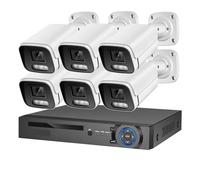 Kit Camaras de Vigilancia, de cámaras de Seguridad 4K, micrófono de 8MP, CCTV, NVR PoE, IA, cámara de videovigilancia Nocturna en Color for el hogar, Conjunto for Exteriores(1T,8CH NVR and 6 Camera)