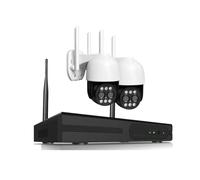 Kit Camaras de Vigilancia, De cámaras de seguridad IP 10CH 4K PTZ 10X Zoom Kit NVR inalámbrico for exteriores visión nocturna en Color Kit de cámara de vigilancia CCTV 8CH(None,10CH NVR 2Pcs Camera)