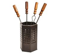 Kit Camino de Hierro Forjado, H 50 CM 4 Pzas. Tenazas, Brosse, Cuchara, Poker