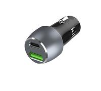 Kit Cargador Dual Universal USB-C y USB-A para Coche, Puerto USB-C PD de 27 W y USB-A Qualcomm 3.0, Cargador rápido de Alta Potencia para teléfonos móviles, tabletas y Otros Dispositivos, Color Gris