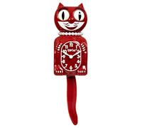 Kit Cat Klock Limited Edition Space Cherry Red Lady with Pearl Necklace & Eyelashes - Cat Clock with Moving Eyes and Tail Wall Clock, Made in USA