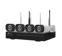 NIVIAN Kit Camaras de Vigilancia Profesional WiFi SuperHD con 4 Cámaras IP y Grabador 10CH - para Casas y Negocios - Visión Nocturna, Detección Humana IA, Audio Bidireccional, Fácil Instalación
