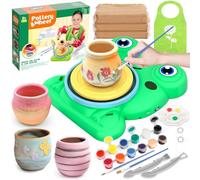 Kit Ceramica en Casa para Niños de 6-10 Años, Manualidades Niños,Torno Alfarero Eléctrico Escolar con Arcilla Secado al Aire Clay, Pedal y Herramientas,Regalo de Artesanía para Principiantes