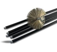 Kit clásico de Limpieza para conductos no revestidos | Cepillo de Acero Plano | Ø 180 mm | 5 * 1,4 m | 5 Varillas Negras Ø 17 mm Huecas | Chimeneas | Kibros 4KIT18ACO