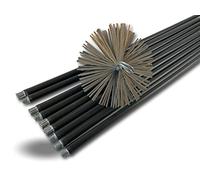 Kit clásico de limpieza para conductos no revestidos | Cepillo de acero plano | Ø 180 mm | 9 * 1,4 m | 9 varillas negras Ø 17 mm huecas | Chimeneas | Kibros 4KIT18ALO