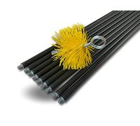 Kit clásico de limpieza para conductos revestidos | Cepillo redondo sintético | Diámetro 125 mm | 9 varillas negras Ø 17 mm huecas | 9 * 1,4 m | Chimeneas | Kibros 4KIT125NLO