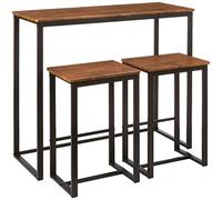 Kit Closet 7060070290 - set de mesa paris + 2 taburetes altos, negro/marron, 86 x 40 x 100