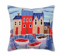 Kit cojín de punto de cruz Serene Harbor, artículo: 5 387 Colección Art - Tamaño 40x40 cm.