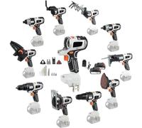 Kit combinado de herramientas eléctricas inalámbricas, juego de carpintería multifuncional 10 en 1, kit de herramientas eléctricas sin escobillas para proyectos de bricolaje, incluye 2 baterías de 4.0