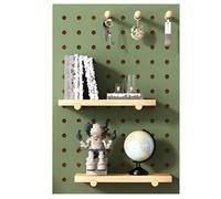 Kit combinado de tablero de clavijas de madera, estante de almacenamiento de exhibición montado en la pared con palos de madera, organizador de garaje, verde, 60 x 80 x 2 cm, solución versátil de