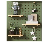 Kit combinado de tablero perforado de madera, estante de almacenamiento montado en la pared con ganchos de madera para organización de garaje, tablero perforado verde (40 x 60 x 2 cm), solución de